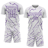 Custom White Purple Lightning Sports Sublimation Soccer Uniform Jersey