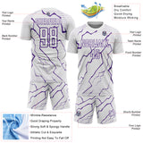 Custom White Purple Lightning Sports Sublimation Soccer Uniform Jersey