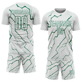 Custom White Kelly Green Lightning Sports Sublimation Soccer Uniform Jersey