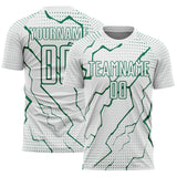 Custom White Kelly Green Lightning Sports Sublimation Soccer Uniform Jersey