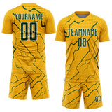 Custom Gold Green-White Lightning Sports Sublimation Soccer Uniform Jersey
