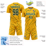 Custom Gold Green-White Lightning Sports Sublimation Soccer Uniform Jersey