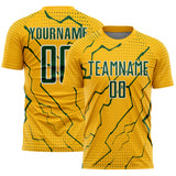 Custom Gold Green-White Lightning Sports Sublimation Soccer Uniform Jersey
