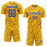 Custom Gold Royal-White Lightning Sports Sublimation Soccer Uniform Jersey