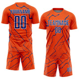 Custom Orange Royal-White Lightning Sports Sublimation Soccer Uniform Jersey