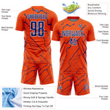 Custom Orange Royal-White Lightning Sports Sublimation Soccer Uniform Jersey
