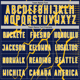 Custom Navy Gold-White Lightning Sports Sublimation Soccer Uniform Jersey