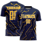 Custom Navy Gold-White Lightning Sports Sublimation Soccer Uniform Jersey
