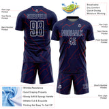 Custom Navy Crimson-White Lightning Sports Sublimation Soccer Uniform Jersey