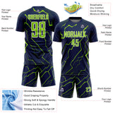Custom Navy Neon Green-White Lightning Sports Sublimation Soccer Uniform Jersey