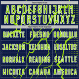 Custom Navy Neon Green-White Lightning Sports Sublimation Soccer Uniform Jersey