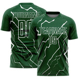 Custom Green White Lightning Sports Sublimation Soccer Uniform Jersey