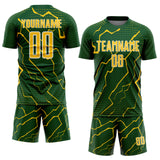 Custom Green Yellow-White Lightning Sports Sublimation Soccer Uniform Jersey