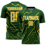 Custom Green Yellow-White Lightning Sports Sublimation Soccer Uniform Jersey
