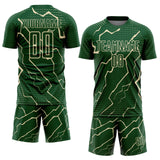 Custom Green Cream Lightning Sports Sublimation Soccer Uniform Jersey
