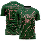 Custom Green Medium Pink Lightning Sports Sublimation Soccer Uniform Jersey