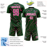 Custom Green Pink-White Lightning Sports Sublimation Soccer Uniform Jersey