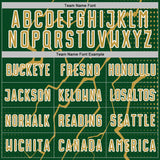 Custom Green Old Gold-White Lightning Sports Sublimation Soccer Uniform Jersey