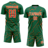 Custom Kelly Green Orange-White Lightning Sports Sublimation Soccer Uniform Jersey