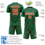 Custom Kelly Green Orange-White Lightning Sports Sublimation Soccer Uniform Jersey