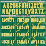 Custom Kelly Green Gold-White Lightning Sports Sublimation Soccer Uniform Jersey