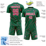 Custom Kelly Green Neon Pink-White Lightning Sports Sublimation Soccer Uniform Jersey