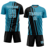 Custom Panther Blue Black-White Lines Sports Sublimation Soccer Uniform Jersey