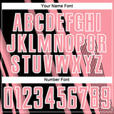 Custom Medium Pink Black-White Lines Sports Sublimation Soccer Uniform Jersey