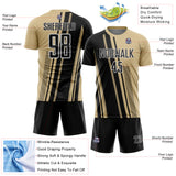 Custom Vegas Gold Black-White Lines Sports Sublimation Soccer Uniform Jersey