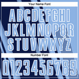 Custom Light Blue Navy-White Lines Sports Sublimation Soccer Uniform Jersey