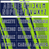 Custom Neon Green Navy-White Lines Sports Sublimation Soccer Uniform Jersey