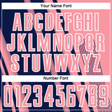 Custom Medium Pink Navy-White Lines Sports Sublimation Soccer Uniform Jersey