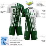 Custom White Green Lines Sports Sublimation Soccer Uniform Jersey
