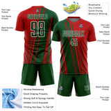Custom Red Green-White Lines Sports Sublimation Soccer Uniform Jersey