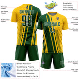 Custom Yellow Green-White Lines Sports Sublimation Soccer Uniform Jersey