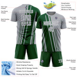 Custom Gray Green-White Lines Sports Sublimation Soccer Uniform Jersey
