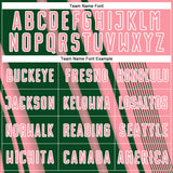 Custom Medium Pink Green-White Lines Sports Sublimation Soccer Uniform Jersey