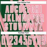 Custom Medium Pink Green-White Lines Sports Sublimation Soccer Uniform Jersey