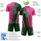 Custom Pink Green-White Lines Sports Sublimation Soccer Uniform Jersey