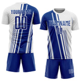 Custom White Royal Lines Sports Sublimation Soccer Uniform Jersey