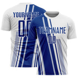 Custom White Royal Lines Sports Sublimation Soccer Uniform Jersey