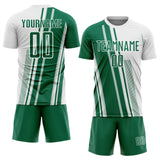 Custom White Kelly Green Lines Sports Sublimation Soccer Uniform Jersey