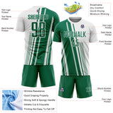 Custom White Kelly Green Lines Sports Sublimation Soccer Uniform Jersey