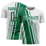Custom White Kelly Green Lines Sports Sublimation Soccer Uniform Jersey
