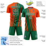 Custom Orange Kelly Green-White Lines Sports Sublimation Soccer Uniform Jersey