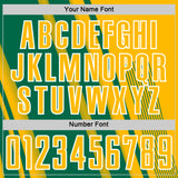 Custom Gold Kelly Green-White Lines Sports Sublimation Soccer Uniform Jersey