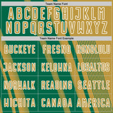 Custom Old Gold Kelly Green-White Lines Sports Sublimation Soccer Uniform Jersey