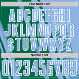 Custom Light Blue Kelly Green-White Lines Sports Sublimation Soccer Uniform Jersey