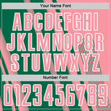 Custom Medium Pink Kelly Green-White Lines Sports Sublimation Soccer Uniform Jersey