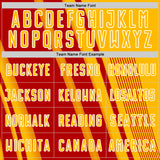 Custom Gold Red-White Lines Sports Sublimation Soccer Uniform Jersey